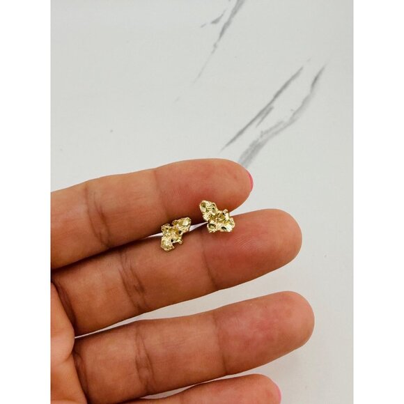 ✨ Real 10k Solid Gold nugget Earrings- Aretes en oro